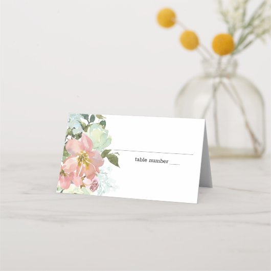 Eggshell en Blush Floral Wedding Place Card Plaatskaartje (Voorkant)