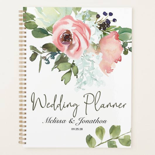 Eggshell en Blush Floral Wedding Planner (Voorkant)