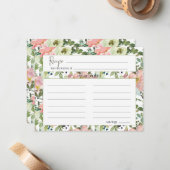 Eggshell en Blush Floral Wedding Recipe Kaart Notitiekaartje (Voorkant / Achterkant in situ)