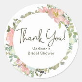 Eggshell en Blush Floral Wedding Ronde Sticker (Voorkant)