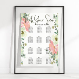 Eggshell en Blush Floral Wedding Seating Chart Poster