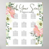 Eggshell en Blush Floral Wedding Seating Chart Poster (Voorkant)