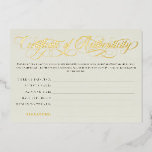 Eggshell Gold Swirls Certificaat van echtheid Folie Uitnodiging