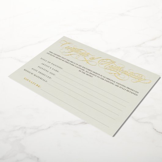 Eggshell Gold Swirls Certificaat van echtheid Folie Uitnodiging (Gedraaid)