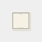 Eggshell & Gray Monogrammed Post-it Notes (Voorkant)