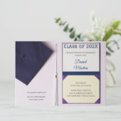 Eggshell / Navy Blue Graduation Cap Diploma Kaart (Staand voorkant)