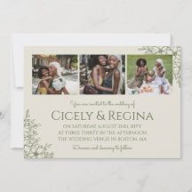 Eggshell & Olive Floral Photo Collage Wedding