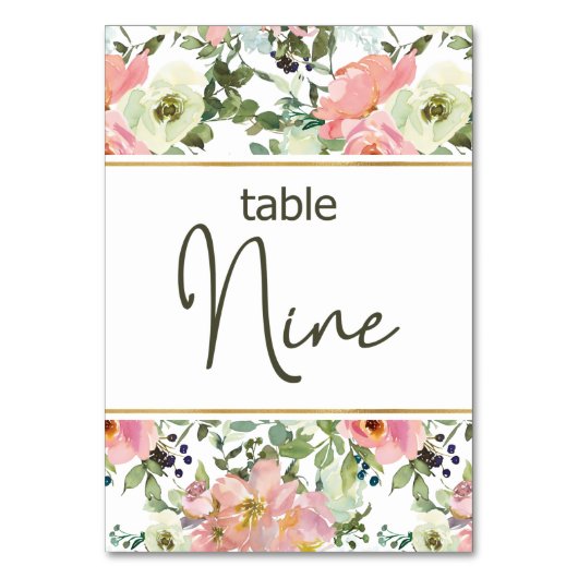 Eggshell Roze Blush Floral Weddenschappen Tabelnum Kaart (Achterkant)