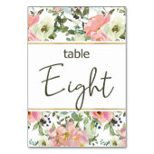Eggshell Roze Blush Floral Weddenschappen Tabelnum Kaart (Voorkant)