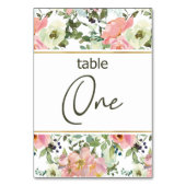 Eggshell Roze Blush Floral Weddenschappen Tabelnum Kaart (Voorkant)