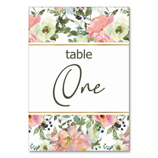Eggshell Roze Blush Floral Weddenschappen Tabelnum Kaart (Voorkant)