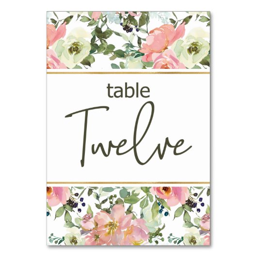 Eggshell Roze Blush Floral Weddenschappen Tabelnum Kaart (Achterkant)