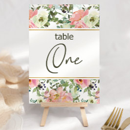 Eggshell Roze Blush Floral Weddenschappen Tabelnum Kaart
