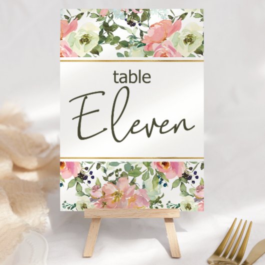 Eggshell Roze Blush Floral Weddenschappen Tabelnum Kaart