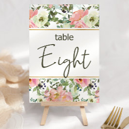 Eggshell Roze Blush Floral Weddenschappen Tabelnum Kaart