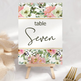 Eggshell Roze Blush Floral Weddenschappen Tabelnum Kaart