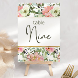 Eggshell Roze Blush Floral Weddenschappen Tabelnum Kaart