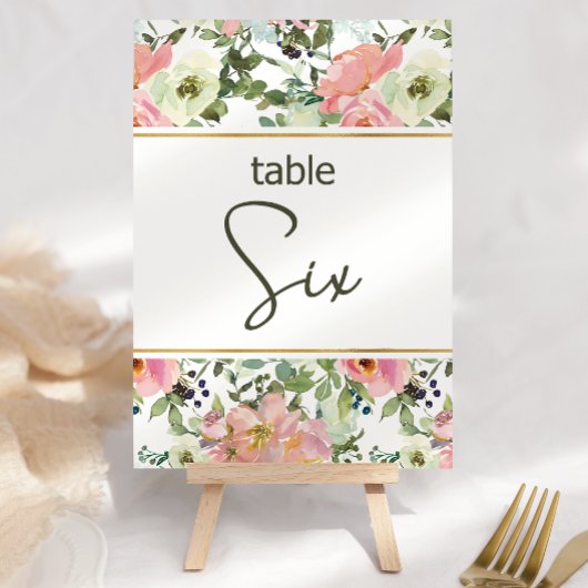 Eggshell Roze Blush Floral Weddenschappen Tabelnum Kaart