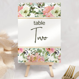 Eggshell Roze Blush Floral Weddenschappen Tabelnum Kaart