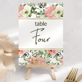 Eggshell Roze Blush Floral Weddenschappen Tabelnum Kaart