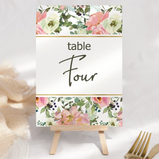 Eggshell Roze Blush Floral Weddenschappen Tabelnum Kaart