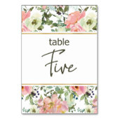 Eggshell Roze Blush Floral Weddenschappen Tabelnum Kaart (Achterkant)