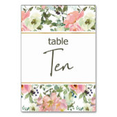 Eggshell Roze Blush Floral Weddenschappen Tabelnum Kaart (Voorkant)