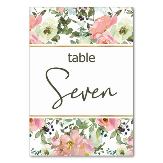 Eggshell Roze Blush Floral Weddenschappen Tabelnum Kaart (Achterkant)