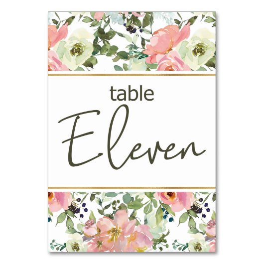 Eggshell Roze Blush Floral Weddenschappen Tabelnum Kaart (Achterkant)