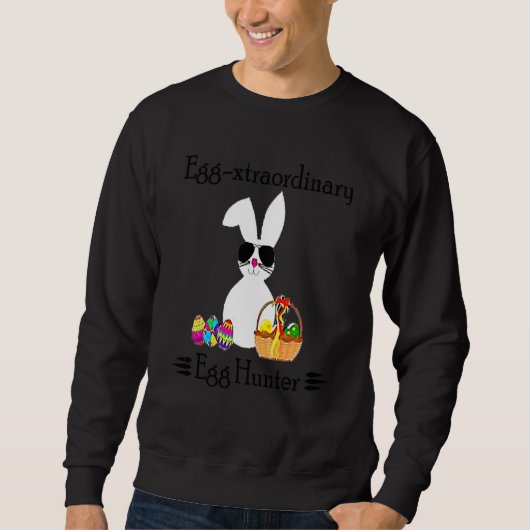 Eggspert Hunter Easter Boy Girl Cool Bunny Pa Trui (Voorkant)