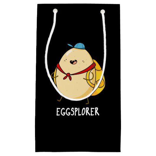 Eggsplorer Funny Egg Explorer Pun Dark BG Klein Cadeauzakje (Voorkant)