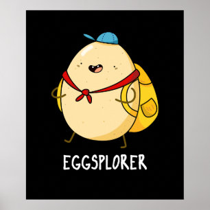 Eggsplorer Funny Egg Explorer Pun Dark BG Poster