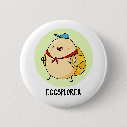 Eggsplorer Funny Egg Explorer Pun Ronde Button 5,7 Cm (Voorkant)
