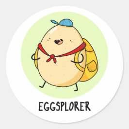 Eggsplorer Funny Egg Explorer Pun Ronde Sticker