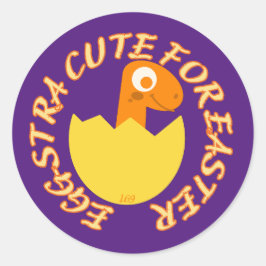 EGGSTRA CUTE FOR EASTER Grappig easter dino gift Ronde Sticker