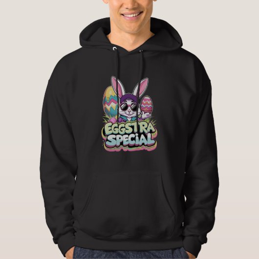 Eggstra Special Cool Paashaas met kleurrijke Hoodie (Voorkant)