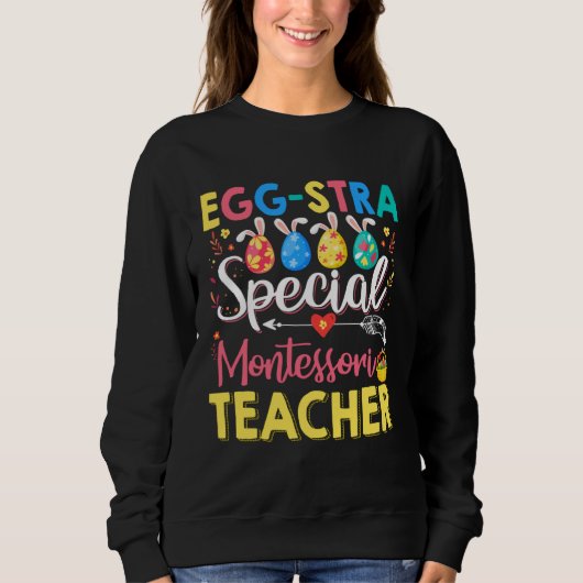 Eggstra Special Montessori Teacher Funny Easter Da Trui (Voorkant)