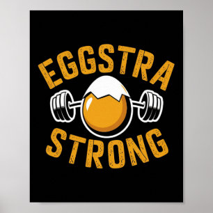 Eggstra sterke grappige ei-eiwit bodybuilding woor poster