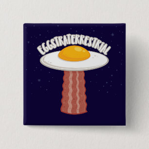Eggstraterrestrisch met tekst vierkante button 5,1 cm