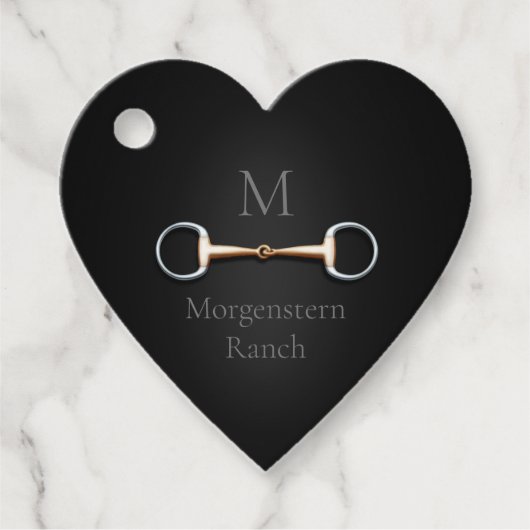EggStuit Snaffle Bit Monogrammed Equestrian Heart Bedankjes Labels (Voorkant)