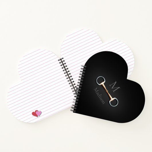 EggStuit Snaffle Bit Monogrammed Equestrian Heart Notitieboek (Binnen)