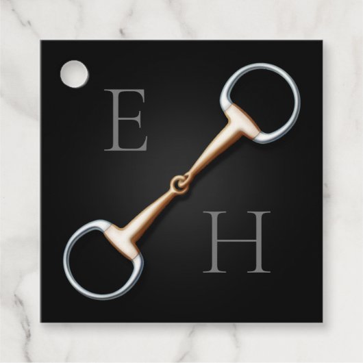 Eggstut Snaffle Bit Monogrammed Equestrian Bedankjes Labels (Voorkant)