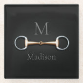 Eggstut Snaffle Bit Monogrammed Equestrian Glazen Onderzetter (Voorkant)