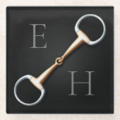 Eggstut Snaffle Bit Monogrammed Equestrian Glazen Onderzetter (Voorkant)