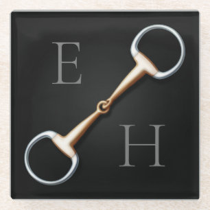 Eggstut Snaffle Bit Monogrammed Equestrian Glazen Onderzetter