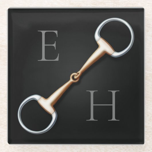 Eggstut Snaffle Bit Monogrammed Equestrian Glazen Onderzetter (Voorkant)