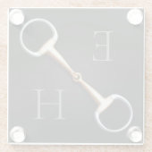 Eggstut Snaffle Bit Monogrammed Equestrian Glazen Onderzetter (Achterkant)