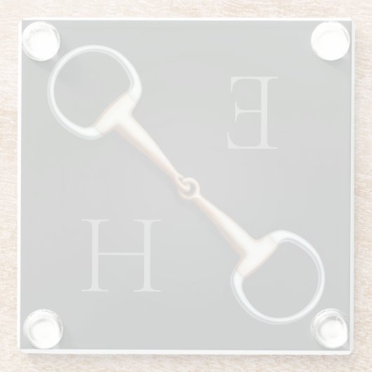 Eggstut Snaffle Bit Monogrammed Equestrian Glazen Onderzetter (Achterkant)