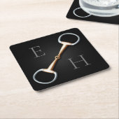 Eggstut Snaffle Bit Monogrammed Equestrian Kartonnen Onderzetters (Schuin)