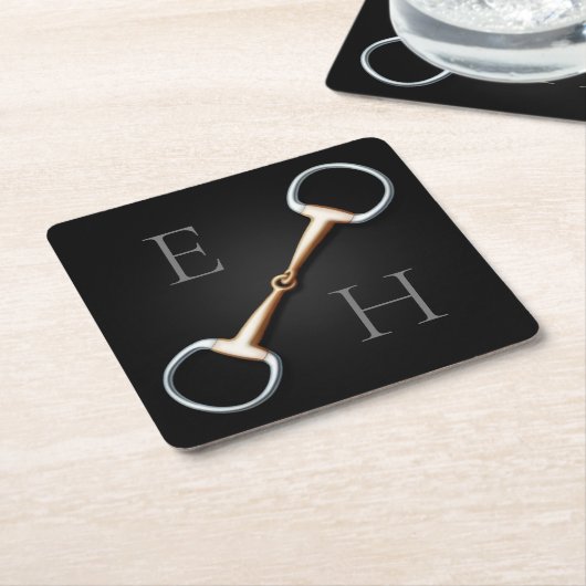 Eggstut Snaffle Bit Monogrammed Equestrian Kartonnen Onderzetters (Schuin)